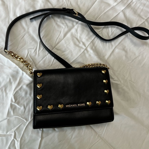 Handbags - Michael Kors leather with studded hearts crossbody bag